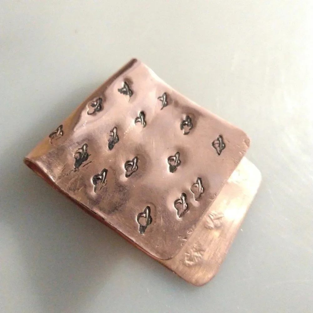 Solid Copper Money Clip Saturn Handmade Rustic Men Planet Gift Usher Father Dad